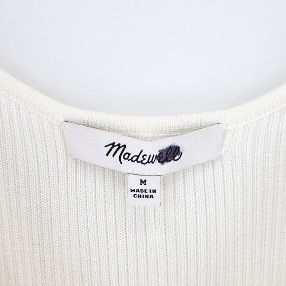 NWT Madewell Scoopneck Sweater Tank Slim Fit Drapey Ribbed Ivory Size Medium - Picture 5 of 7